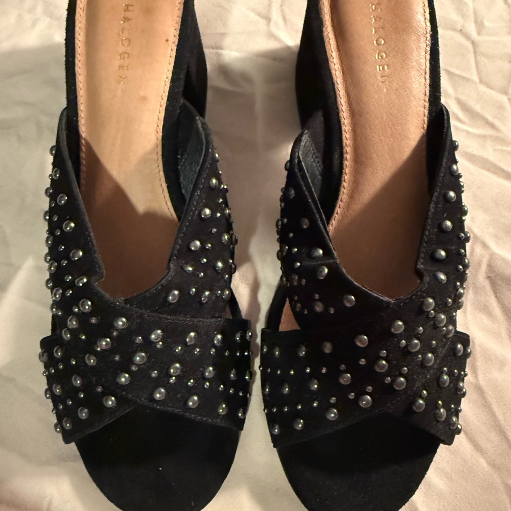 Halogen Black Studded Mules